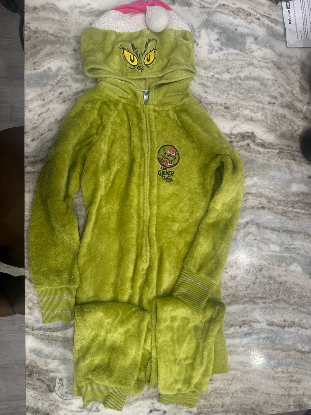 Dr. Seuss The Grinch Plush Green Kids Hooded One-Piece Pajama